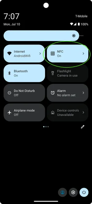 NFC Quick Settings